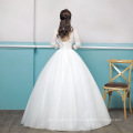 2018 Illusion Bodice Wedding Gowns 3D Flower Appliqued Quarter Sleeves Sexy Wedding Bridal Dress